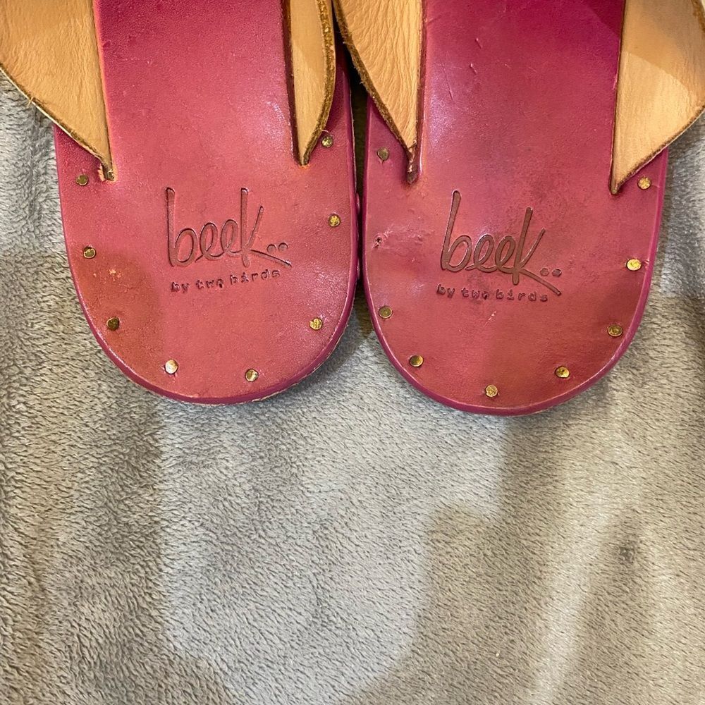 Beek By Two Birds Leather Slid On Sandals Women Size 8 - Picture 4 of 8